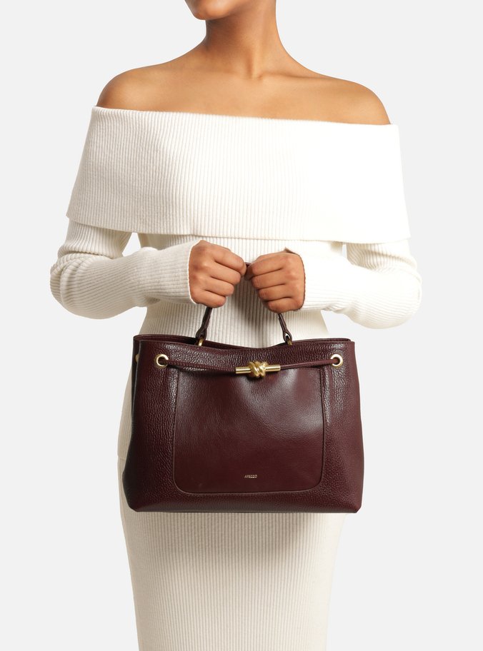 Bolsa Tote Vinho Couro Helena Grande Nó