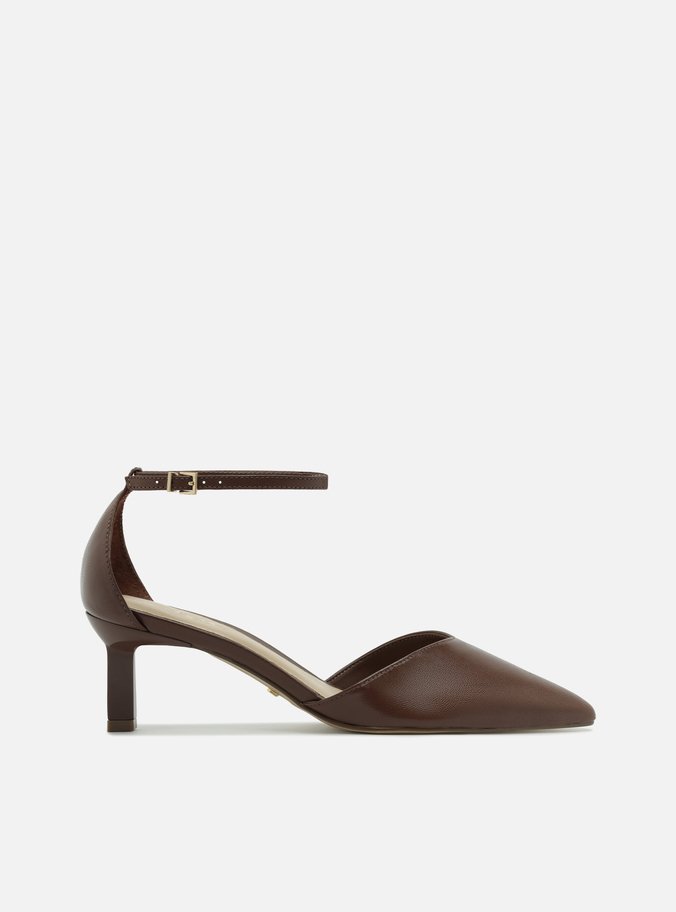 Scarpin Marrom Couro Salto Baixo
