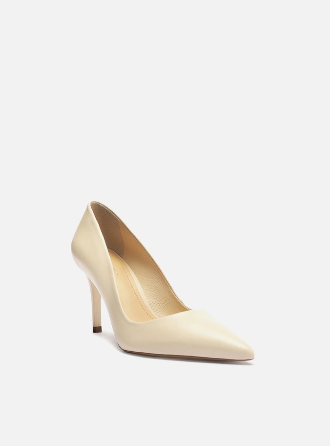 Scarpin Off-White Couro Salto Fino Bico Fino