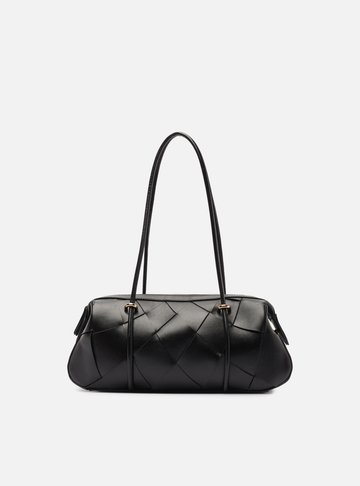 Arezzo — Bolsa Shoulder Preta Couro Tressê Zíper