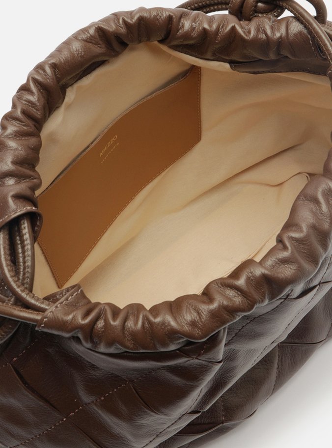 Bolsa Bucket Marrom Couro Matelassê Grande