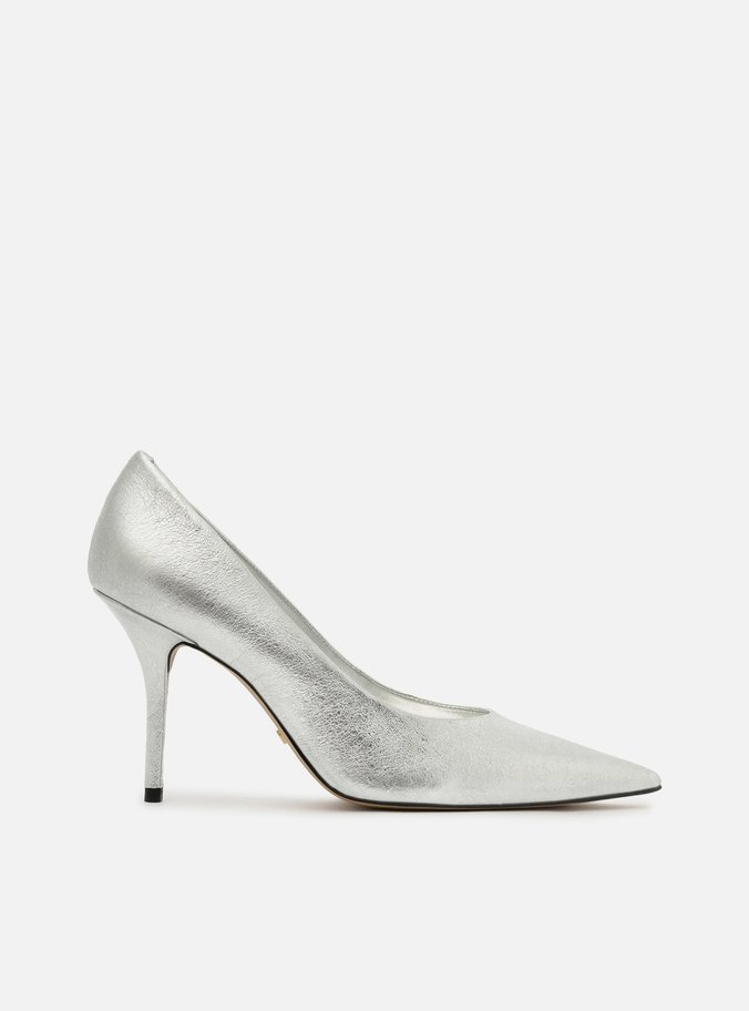 Scarpin Prata Glitter Salto Alto Fino Clássico