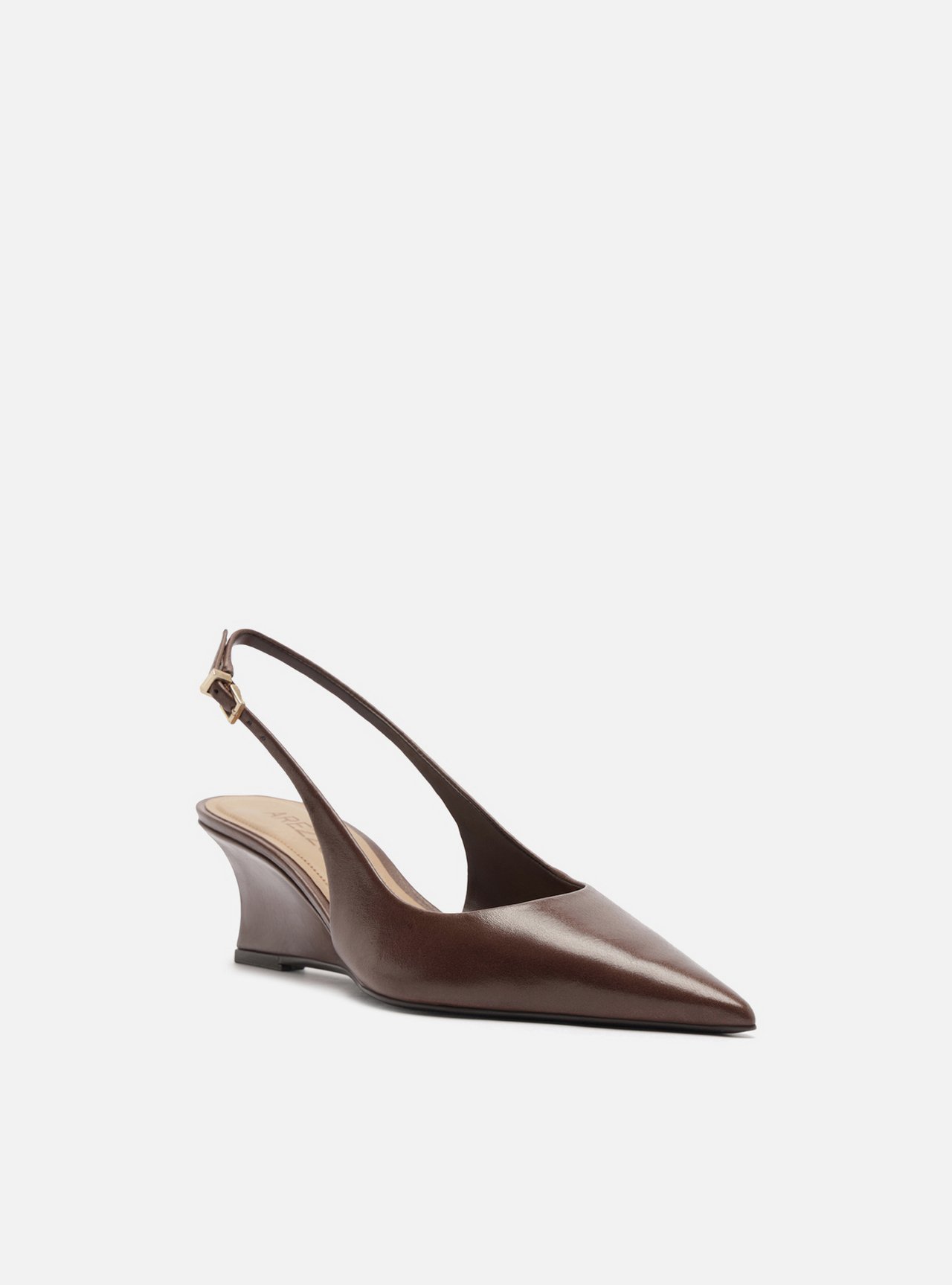 Scarpin Marrom Couro Anabela Slingback — foto 2