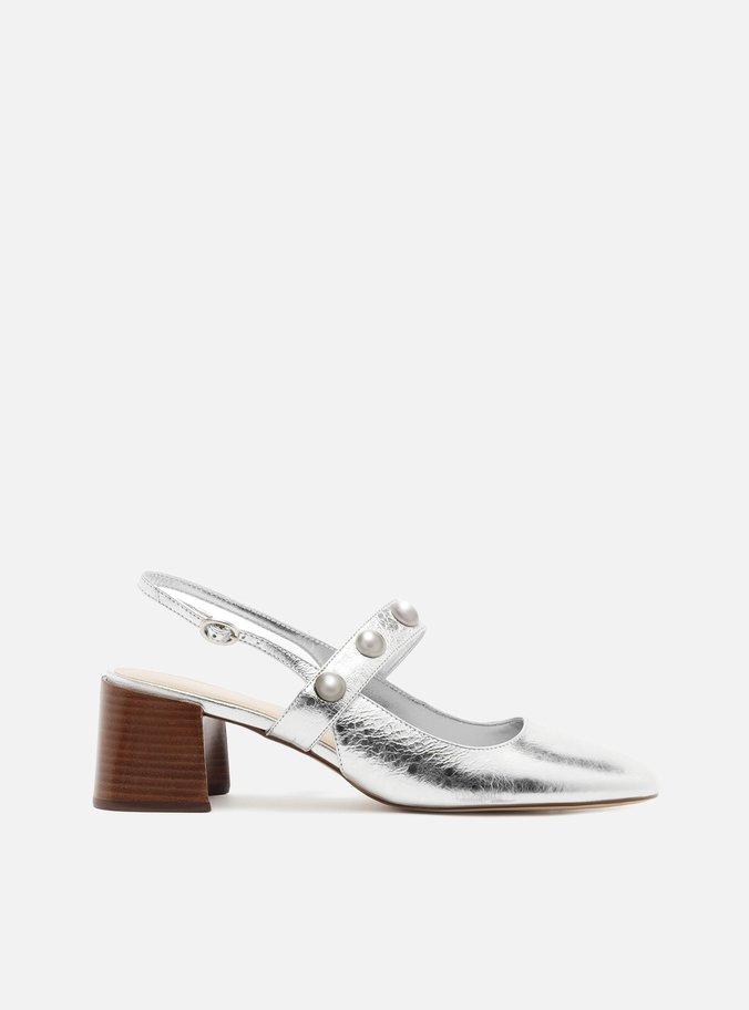 Scarpin Prata Salto Bloco
