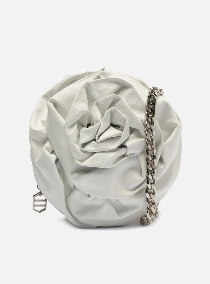 Bolsa Tiracolo Branca Couro Pequena Flor
