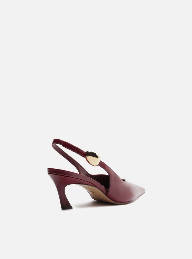 Scarpin Vermelho Couro Salto Kitten Metal
