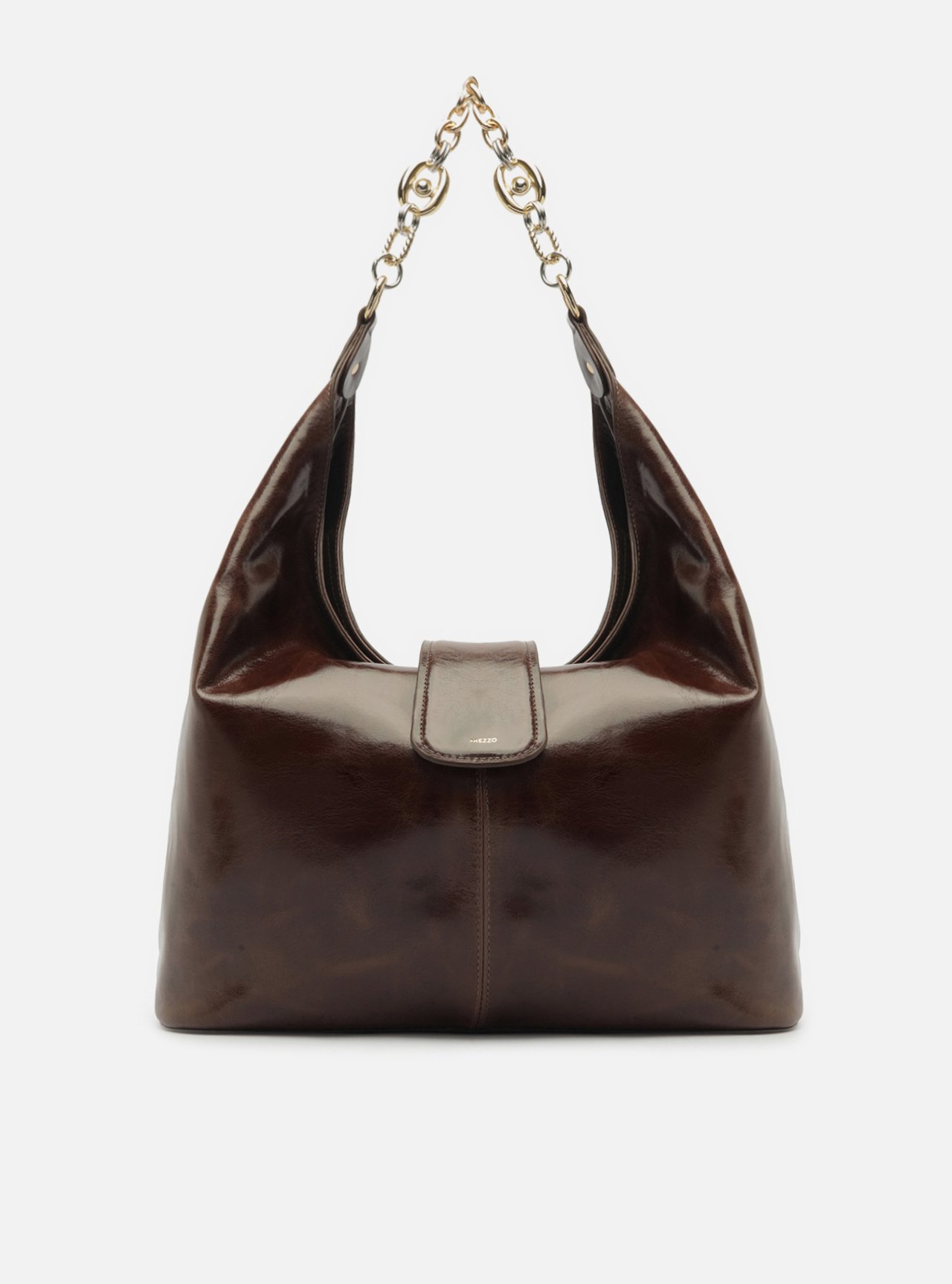 Bolsa Hobo Marrom Couro Grande Corrente Elos — foto 1