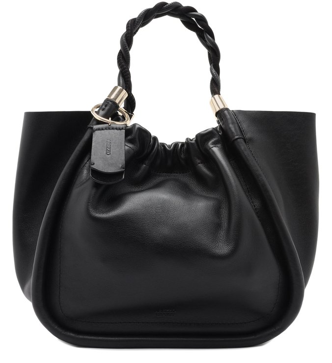 Bolsa Shopping Preta Couro Olivia Média