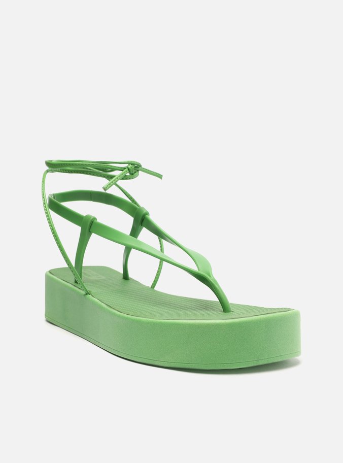 Sandália Verde Flatform Amarração Bela Brizza