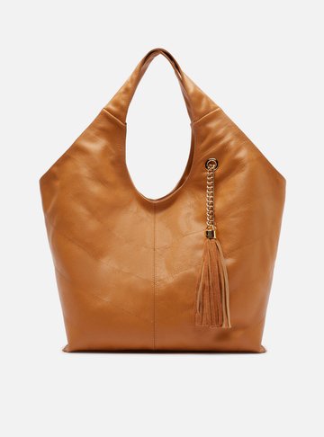Arezzo — Bolsa Hobo Marrom Couro Grande Franjas