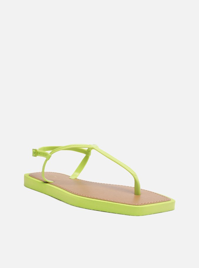 Sandália Rasteira Verde Lima Slim Square Brizza