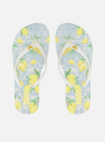 Chinelo de Dedo Branco Estampado Limão