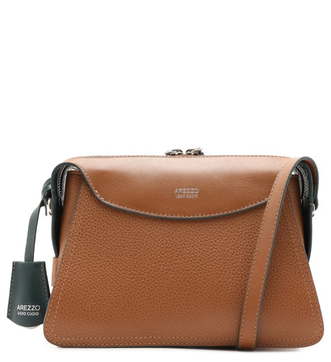 Bolsa Tiracolo Couro Thaís Média Cupuaçu e Steel Denim