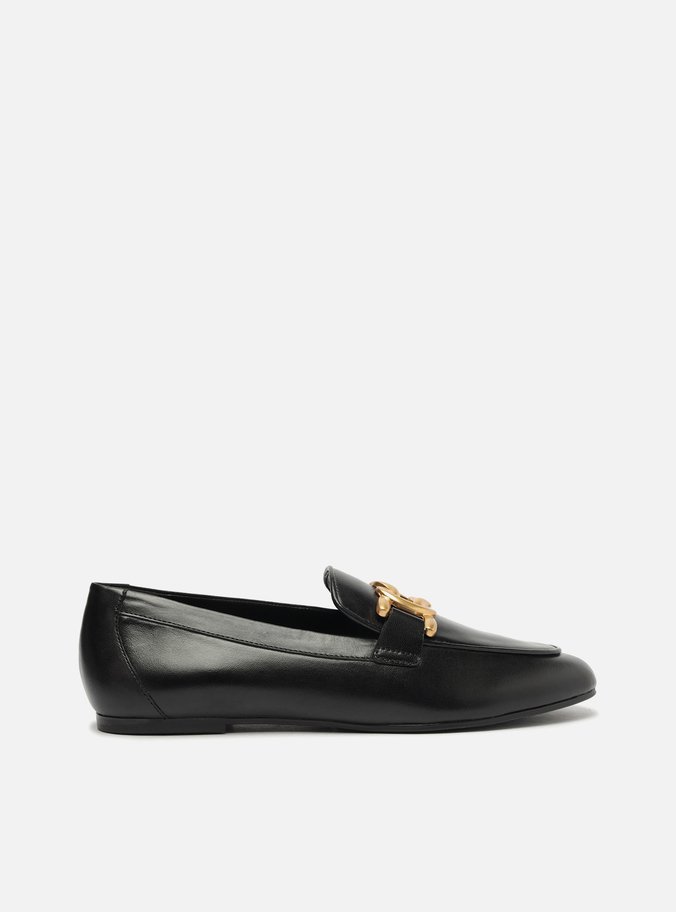 Mocassim Preto Couro Metal Trança