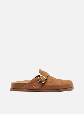 Arezzo — Mule Clog Marrom Acamurçada Croco Fivela