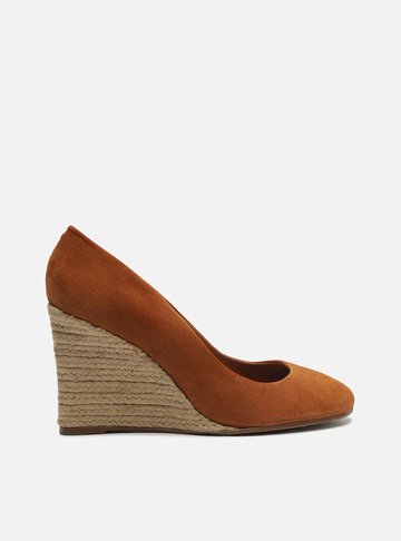 Scarpin Marrom Suede Anabela Corda