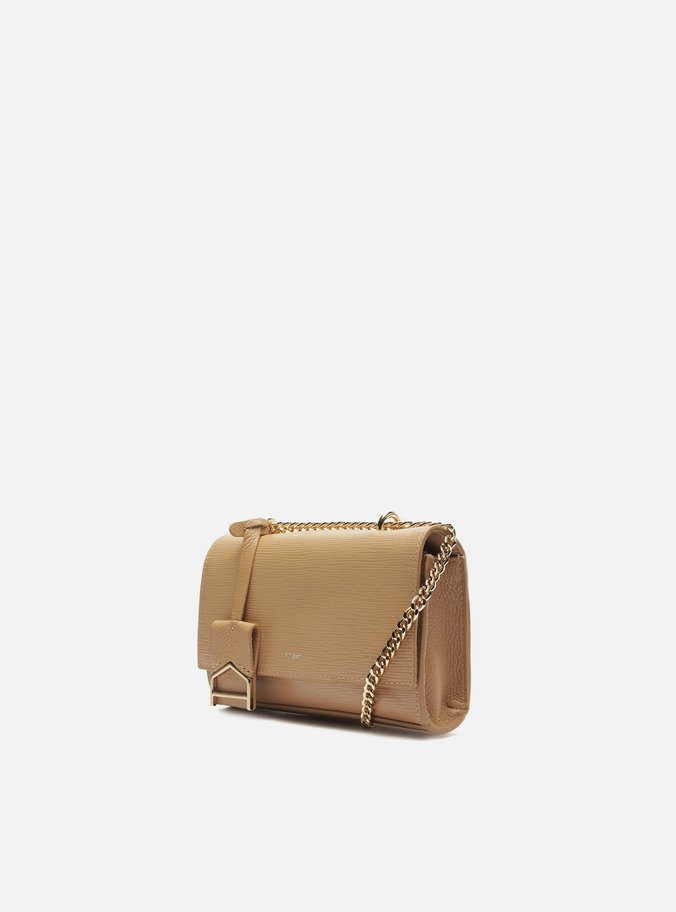 Bolsa Tiracolo Bege Couro Abraccio Pequena