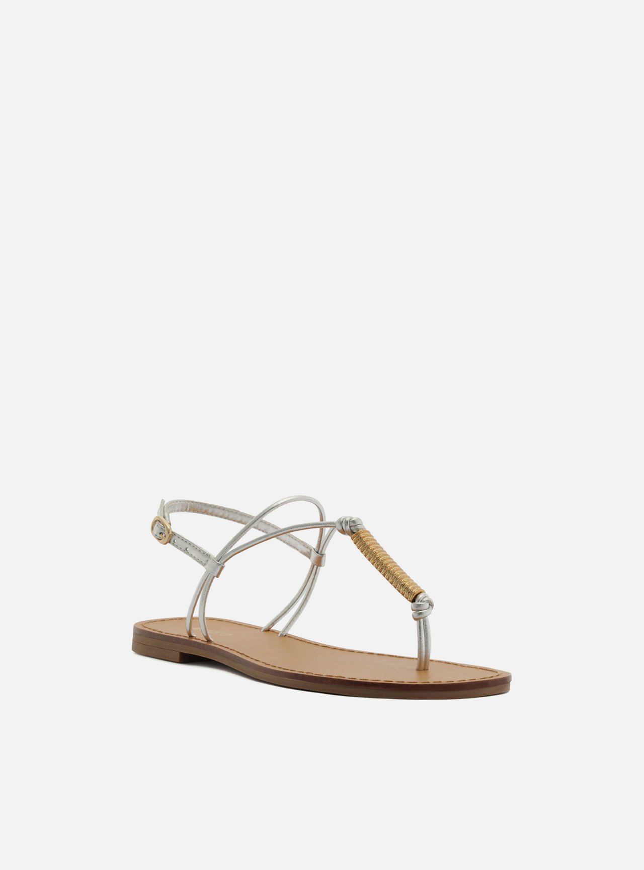 Sandália Rasteira Prata Slim Metal Mola — foto 2