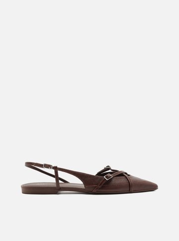 Sapatilha Marrom Couro Slingback New Amélia