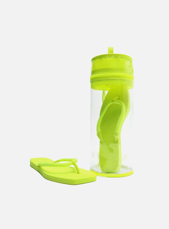 Chinelo Verde Lime Bico Quadrado Brizza Square Neon