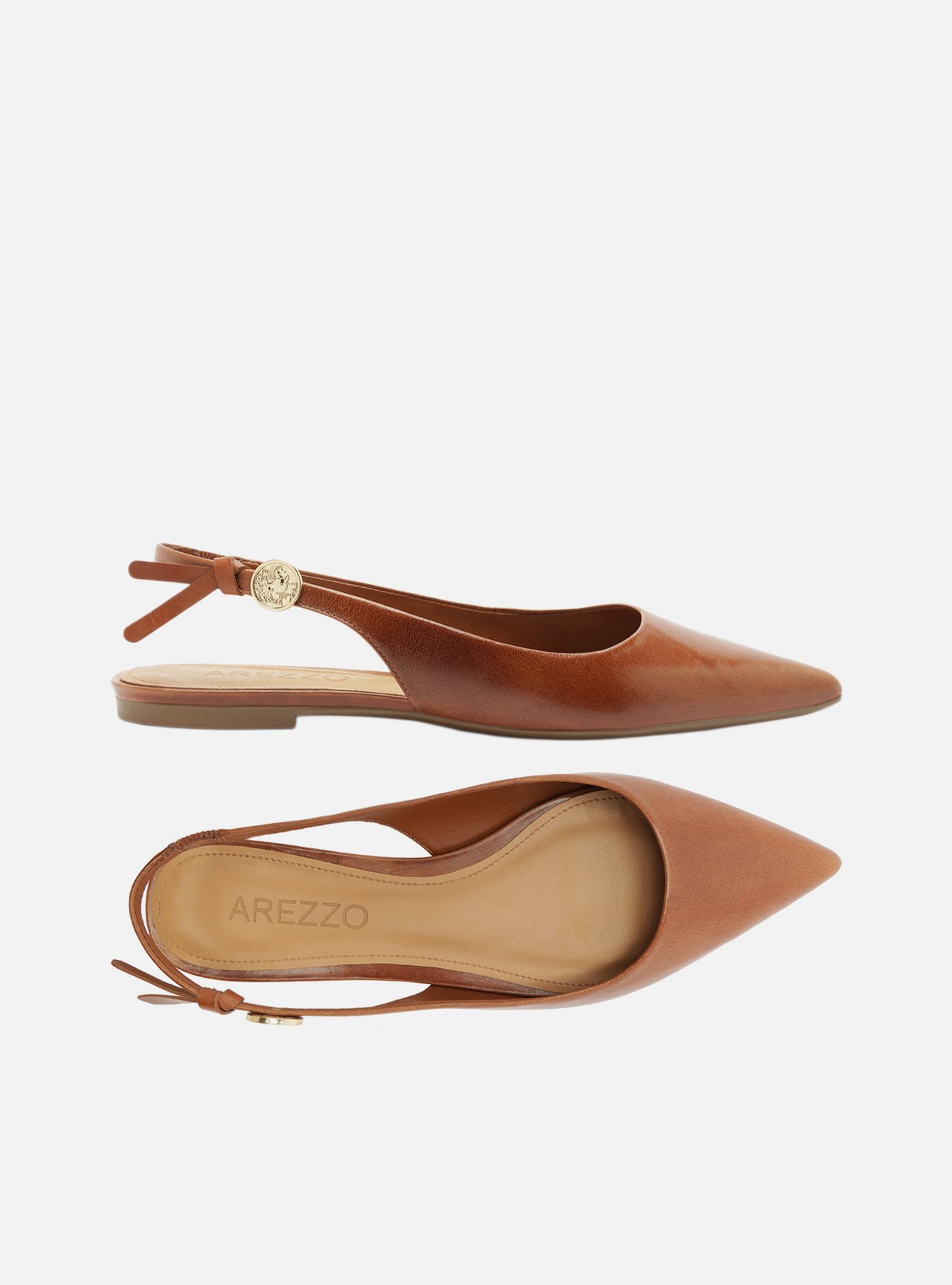 Sapatilha Marrom Couro Slingback Metal Heritage — foto 5