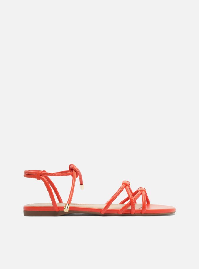 Sandália Rasteira Laranja Multitiras