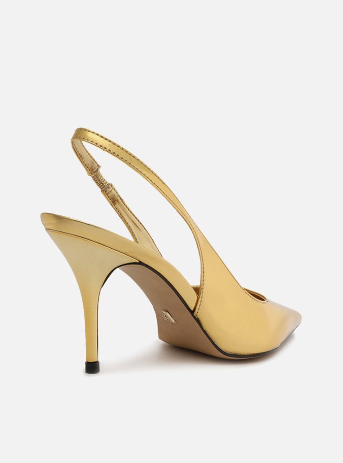 Scarpin Dourado Bico Fino Slingback