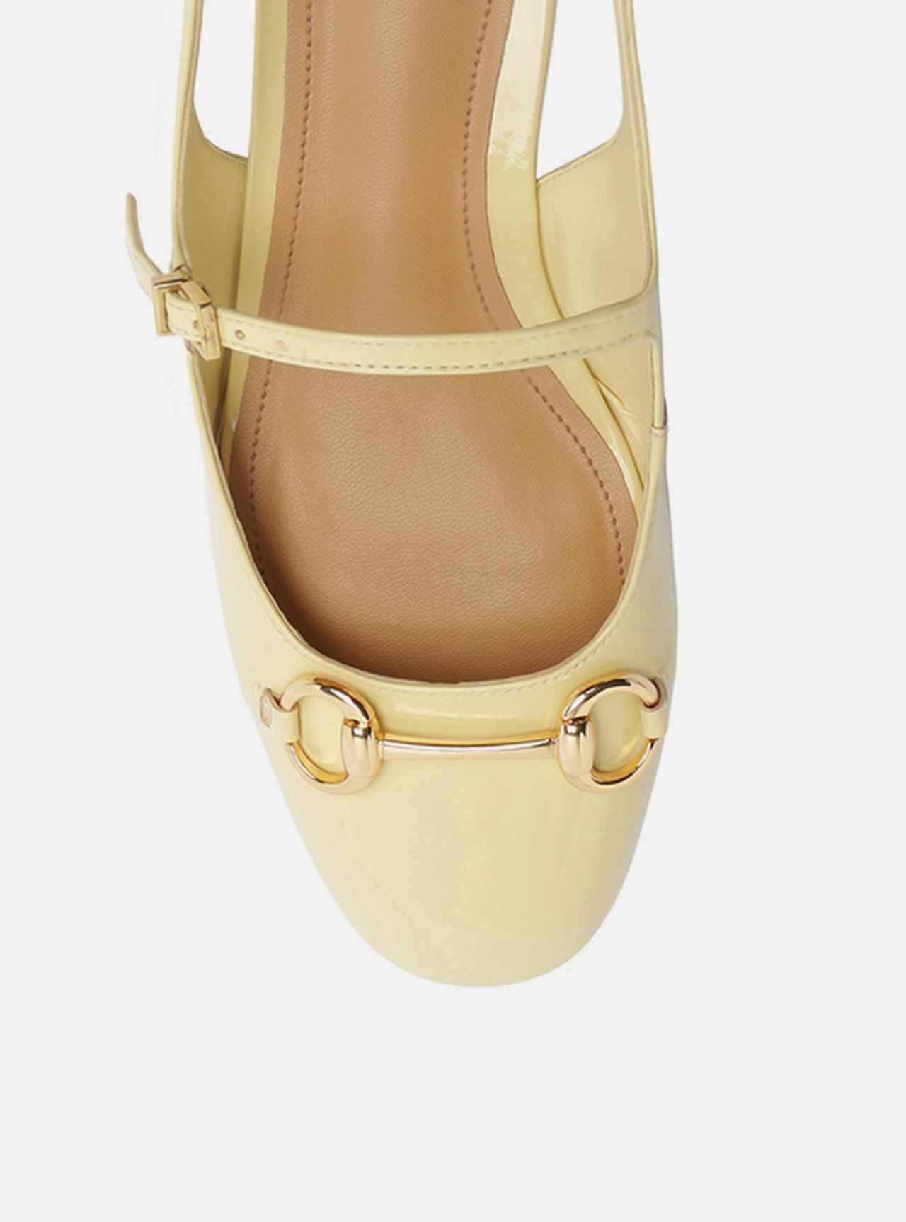 Sapatilha Amarela Verniz Bico Redondo Bridão Slingback — foto 5