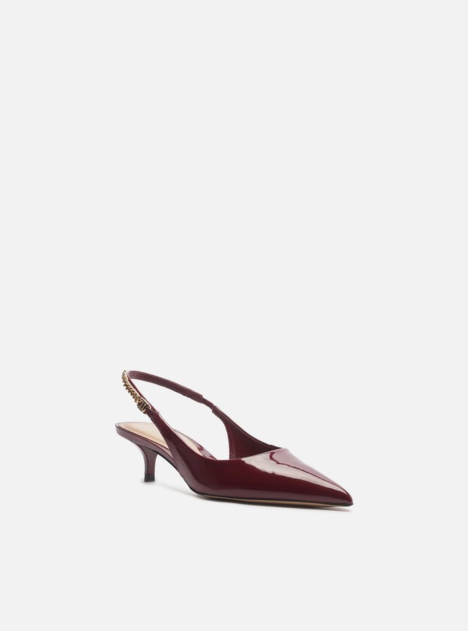 Scarpin Vermelho Salto Kitten Slingback Corrente