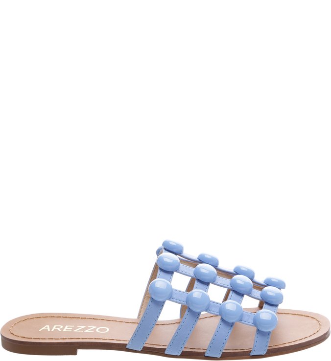 Chinelo Couro Bolas Azul Noronha