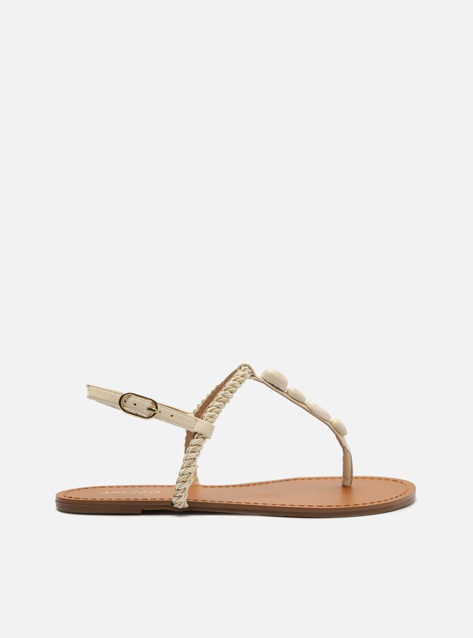 Sandália Rasteira Branca Flat Slim Búzio