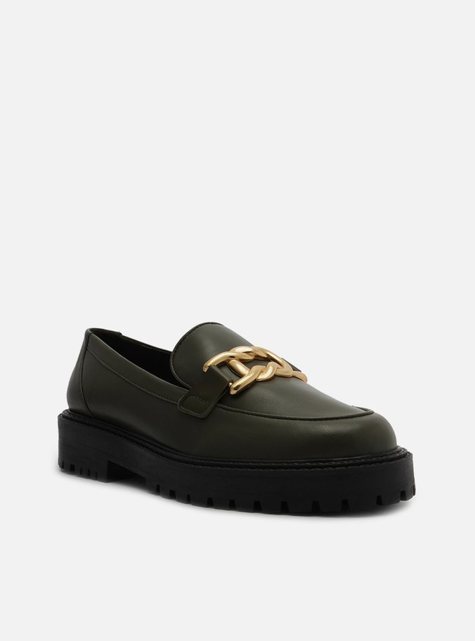 Mocassim Verde Couro Sola Tratorada Metal