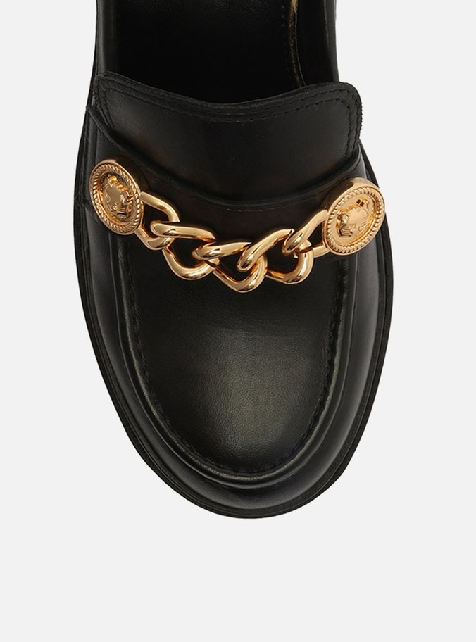 Mocassim Preto Couro Salto Bloco Kopenhagen