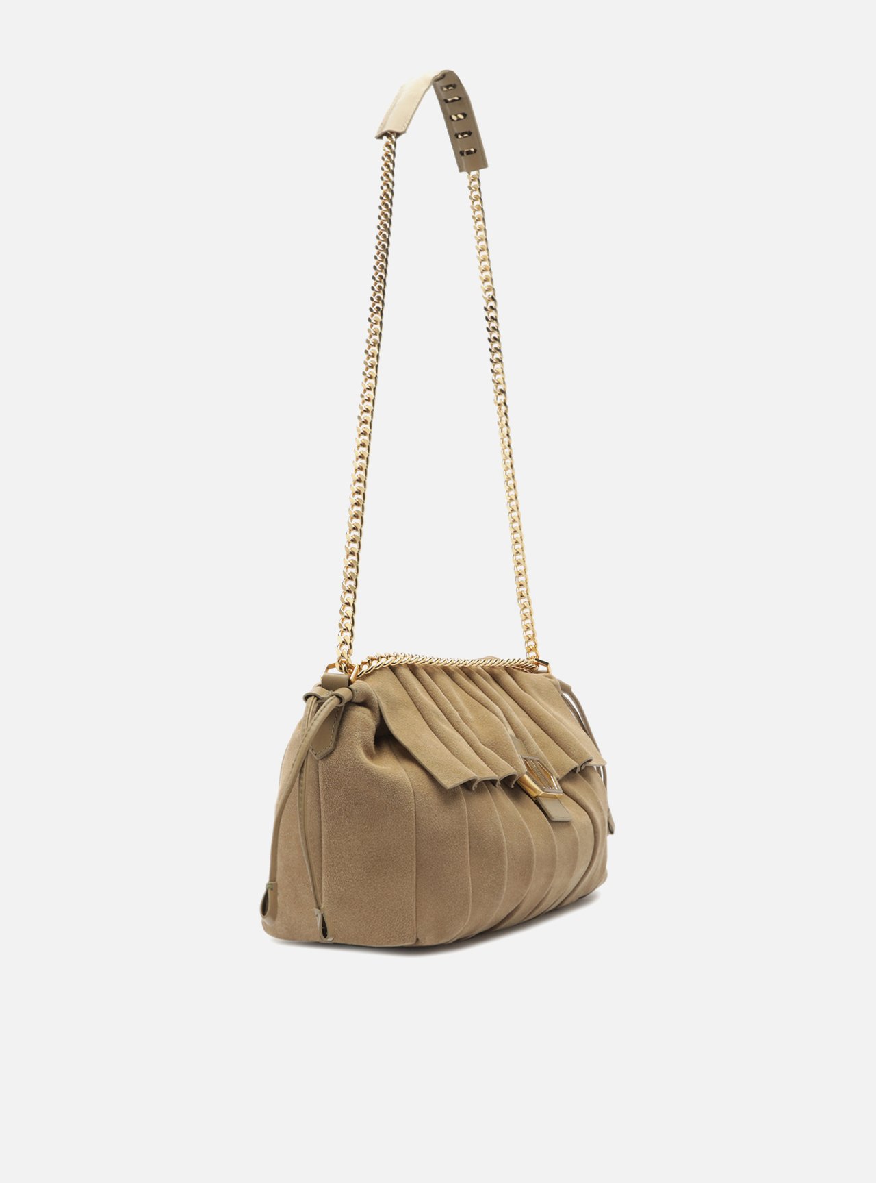 Bolsa Cinza Grande Alça Dourada — foto 5