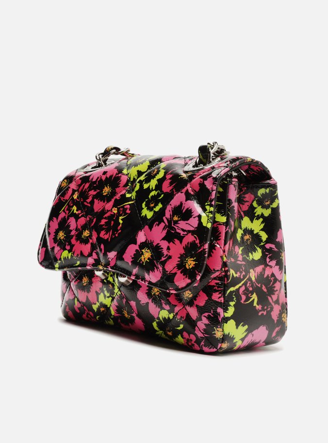 Bolsa Tiracolo Preta Couro Mizz Pequena Estampa