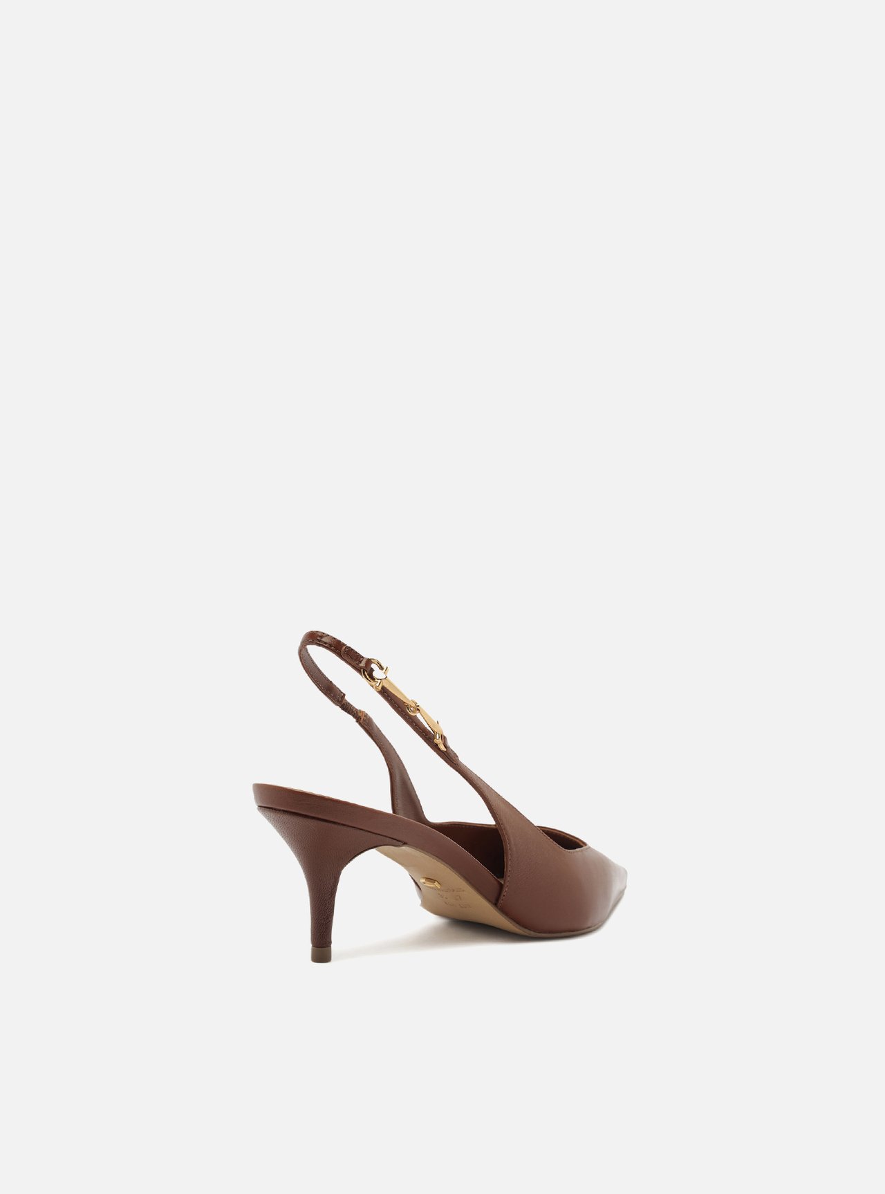 Scarpin Marrom Toffee Couro Slingback Metal — foto 3