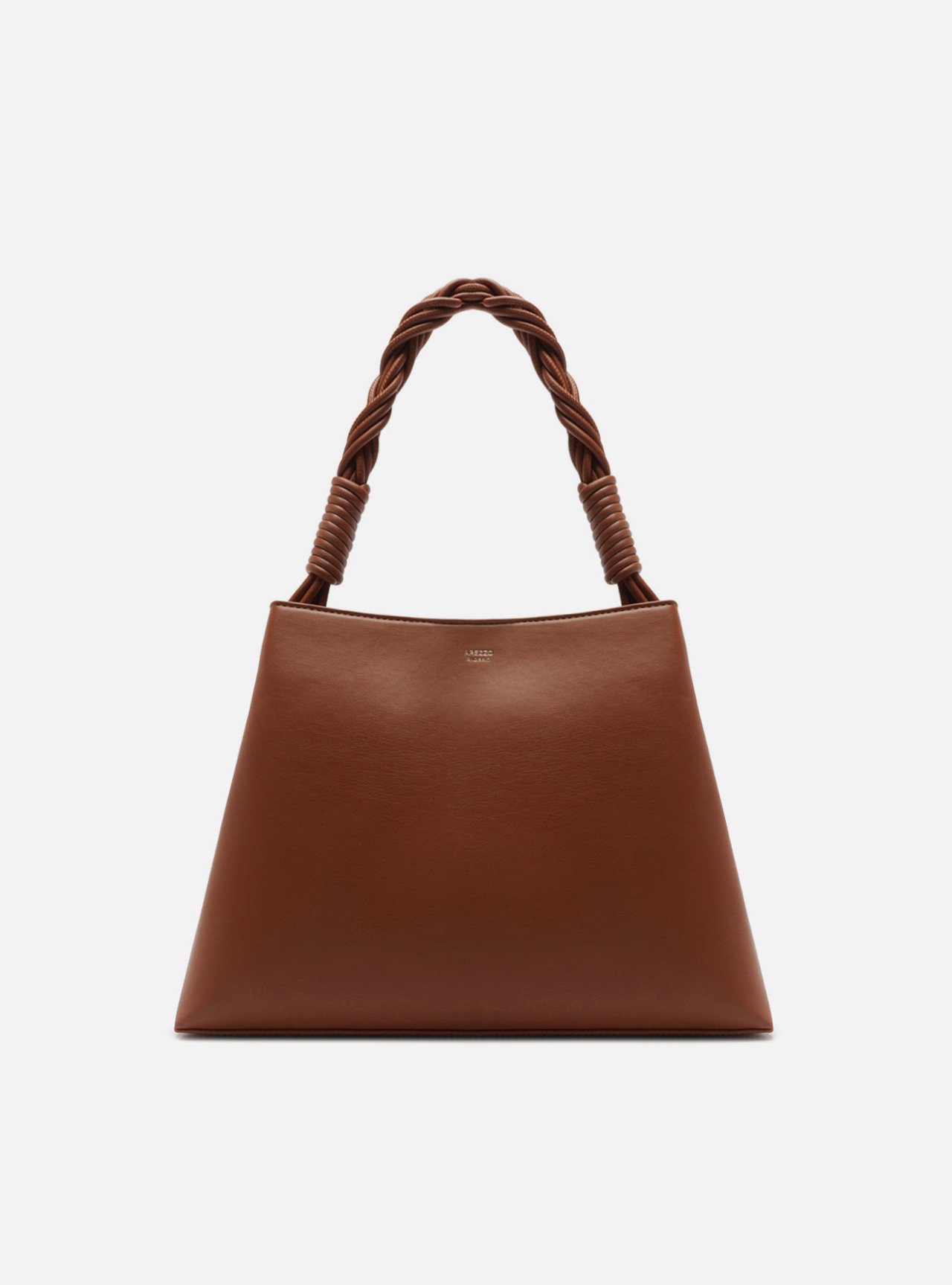 Bolsa Tote Marrom Média Alça Trançada — foto 1