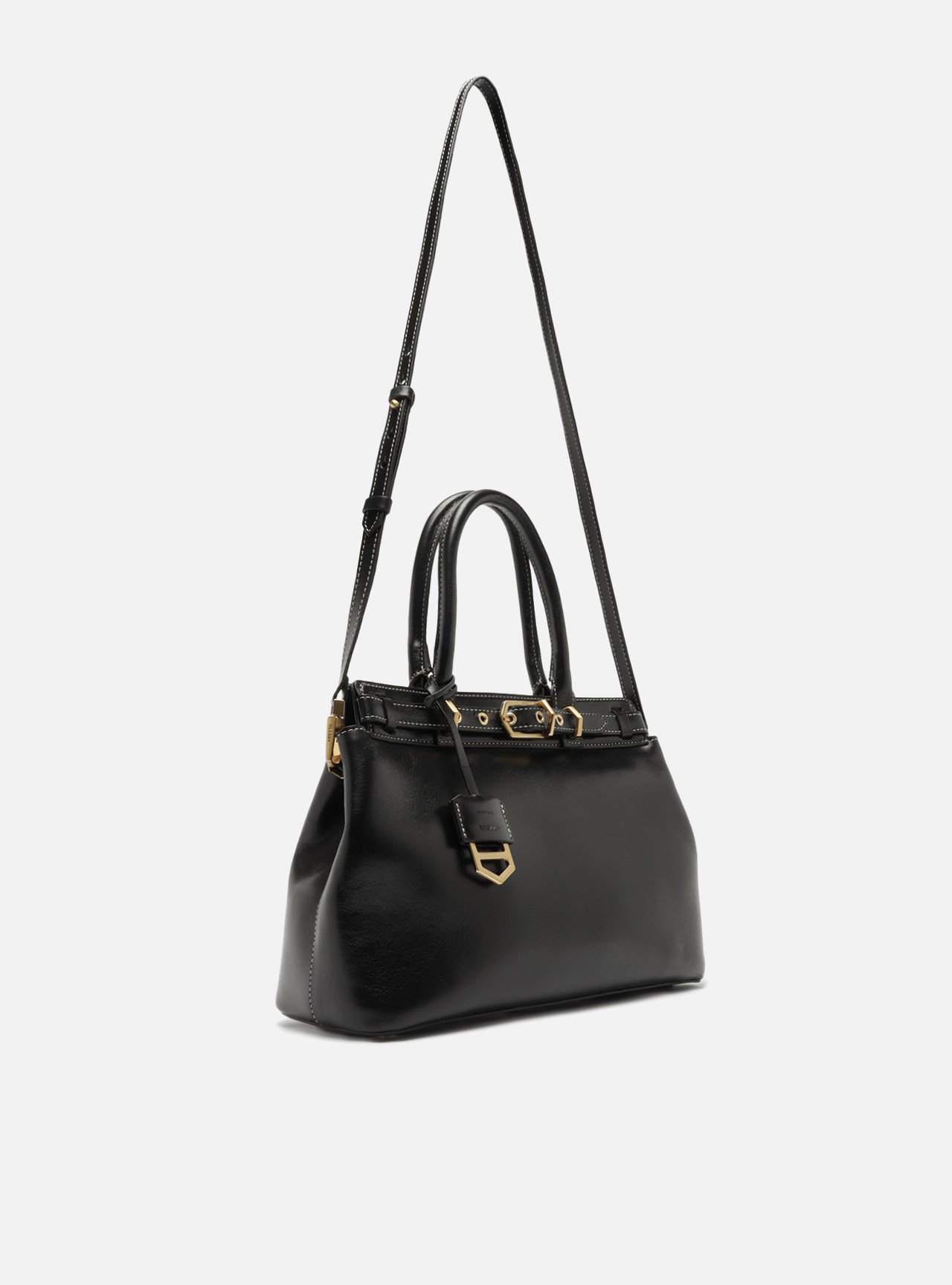 Bolsa Tote Preta Couro Grande Bag Charm Victória — foto 5