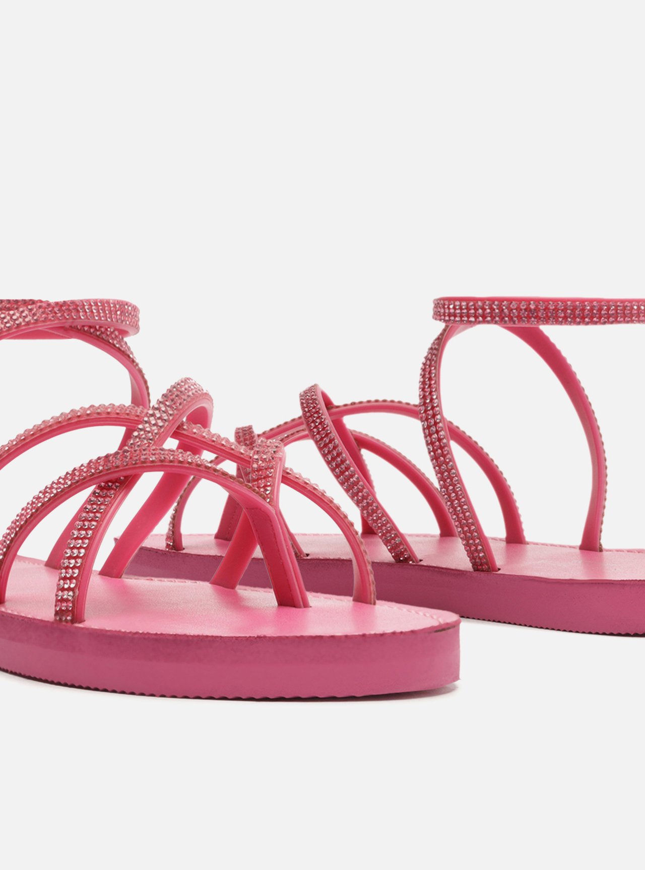 Sandália Rasteira Rosa Strass Tiras Nice — foto 5