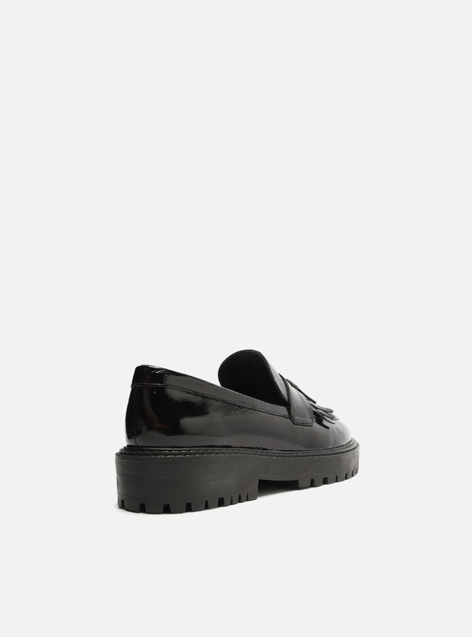Mocassim Preto Couro Tratorado Barbicacho Harper