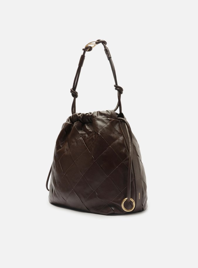 Bolsa Bucket Marrom Couro Matelassê Grande