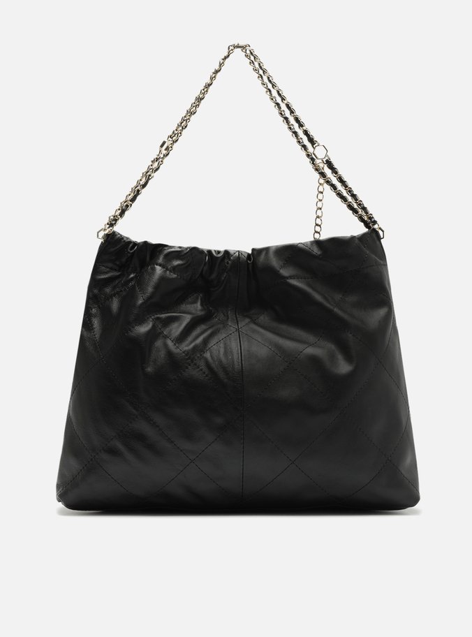 Bolsa Hobo Preta Couro Esther Grande