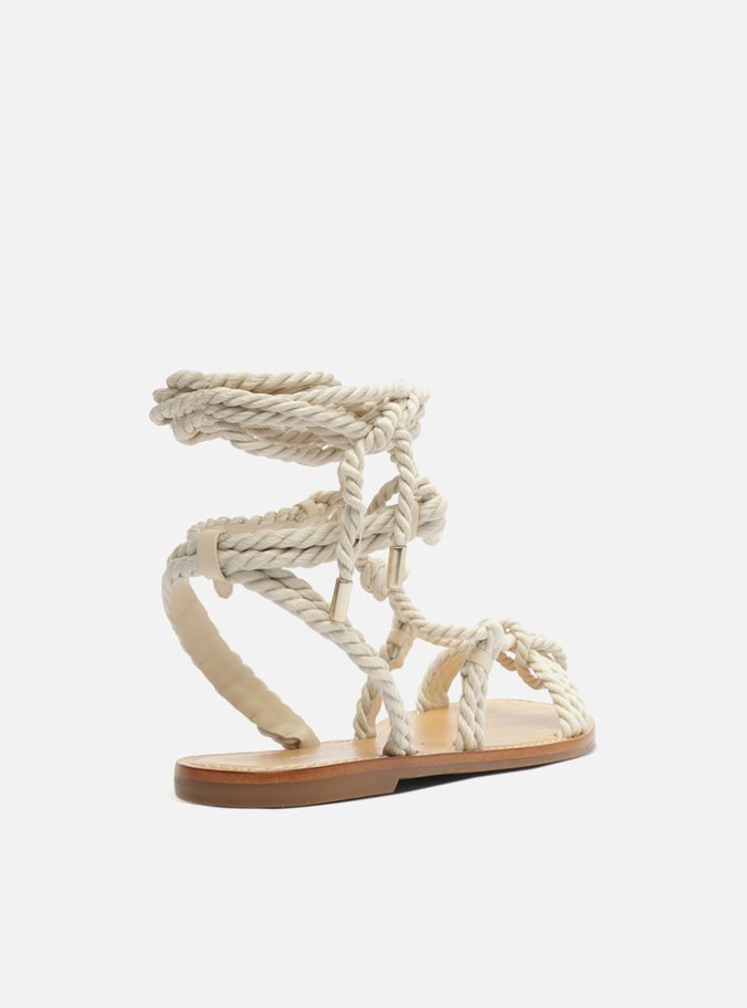 Sandália Rasteira Off-White Amarração Cordões