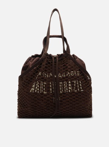 Bolsa Shopping Marrom Tela Lona Grande TIG