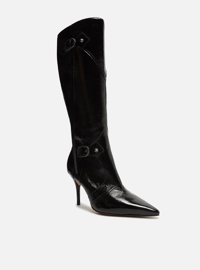Bota Preta Couro Cano Longo Hazel