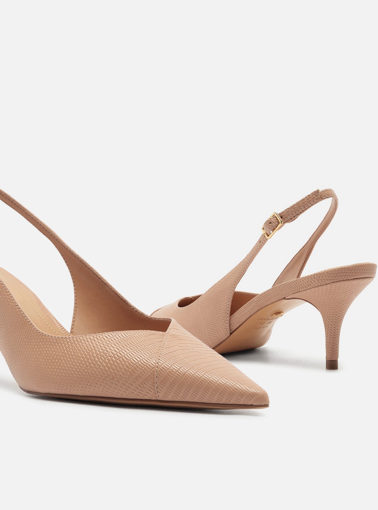 Scarpin Bege Lizard Salto Kitten Slingback — foto 4