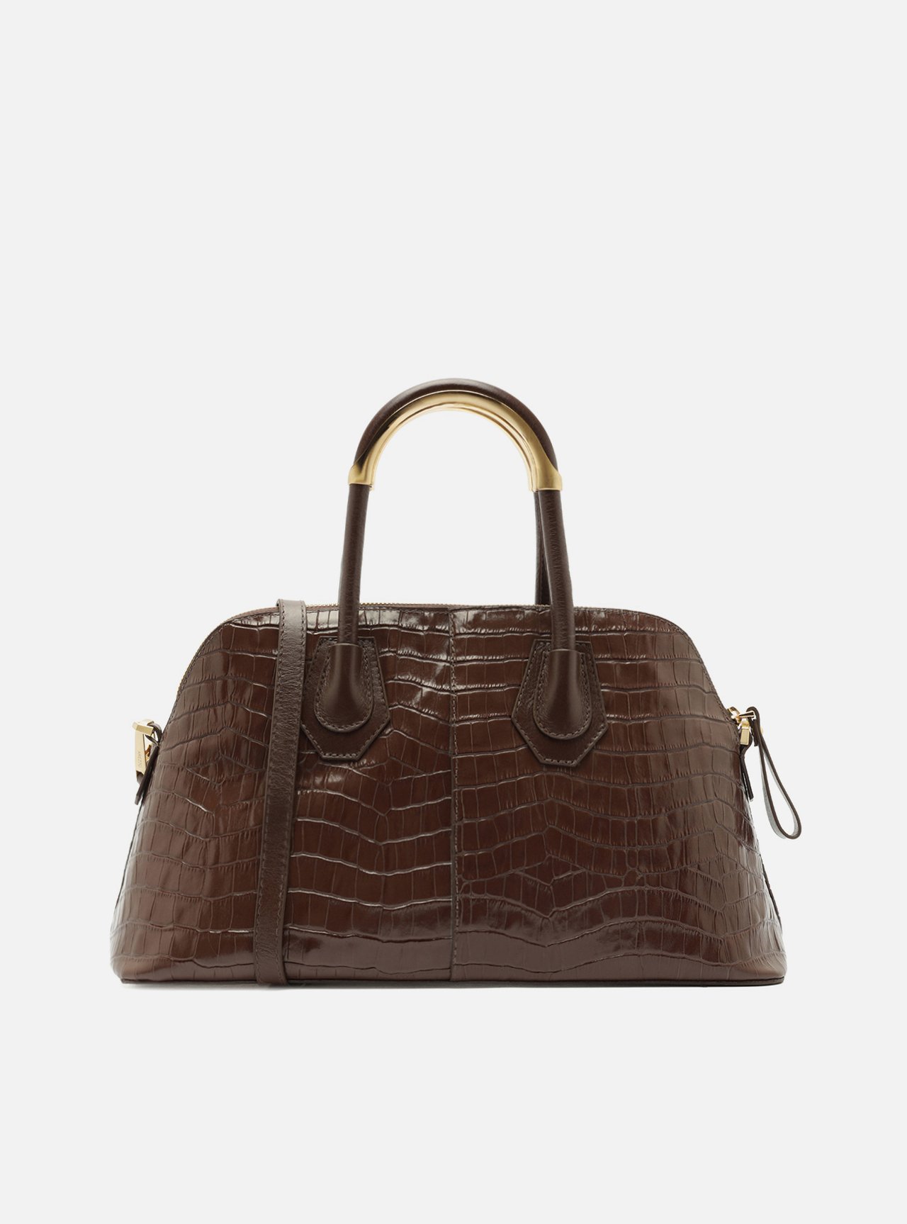 Bolsa Tote Marrom Couro Grande Croco Metais — foto 3