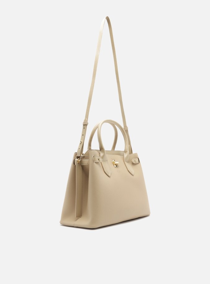 Bolsa Tote Bege Grande Encaixe Metal