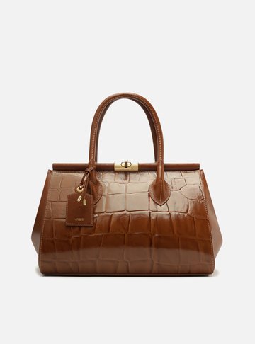 Bolsa Tote Marrom Couro Maxi Croco Grande