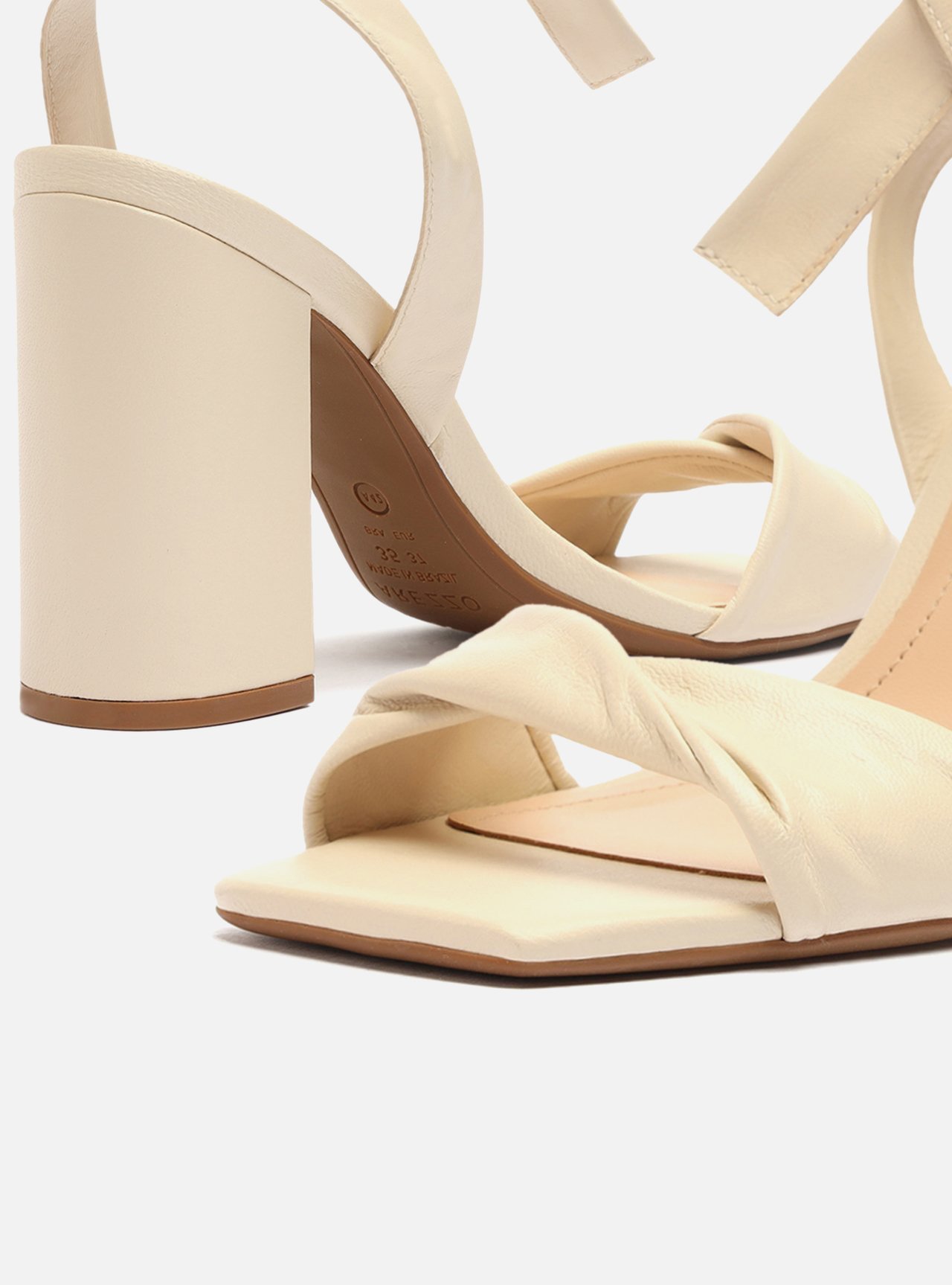 Sandália Off-White Couro Salto Alto Bloco Lace Up — foto 3